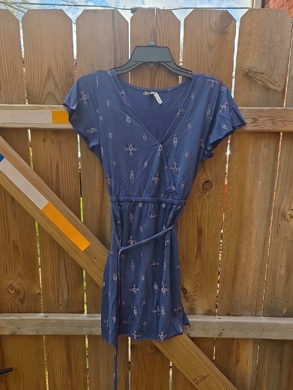 Mudd Blue Floral-Trim Casual Dress